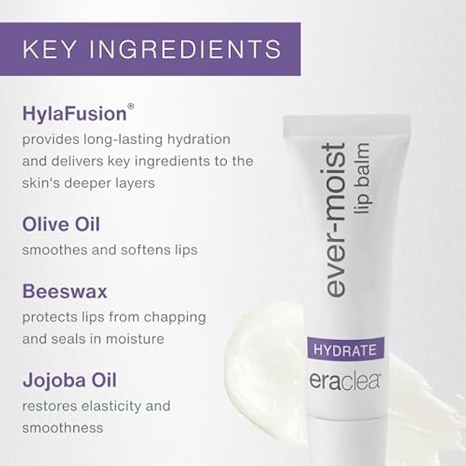 eraclea EVER-MOIST LIP BALM, LIP REPAIR TREATMENT FOR DRY, CHAPPED LIPS, LIP MOISTURIZER WITH BEESWAX, HYALURONIC ACID AND SHEA BUTTER, ANTI-AGING CRACKED LIP REPAIR FOR YOUTHFUL LIPS (0.4 OZ) - Image 2